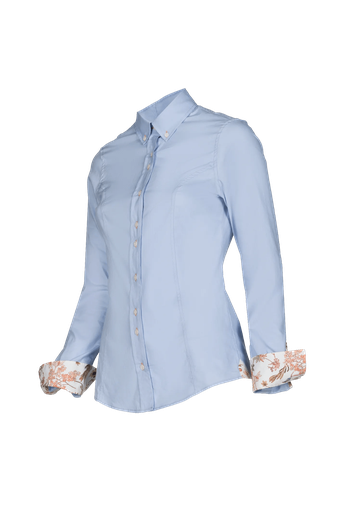 Mary - Cotton printed blouse Blue/Flowers (161)