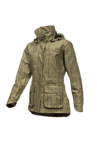 Pembroke - Opvouwbare jas met tweed print voor dames Khaki ruit (Z65)