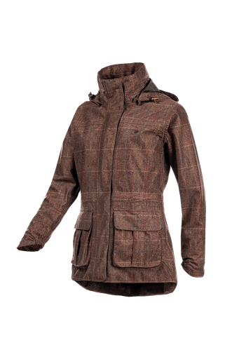 Pembroke - Bedruckte, faltbare Tweed-Damenjacke Karo braun (Z76)