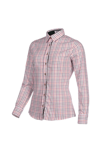 Nina - Klassieke geruite blouse (899BB8PKN) Ruit oranje rood groen (Z81)