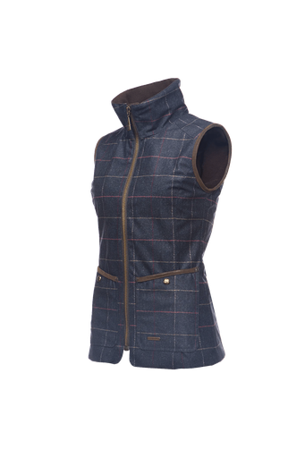 Perth - Gilet en tweed imprimé pour femmes Carreaux bleu marine (Z75)