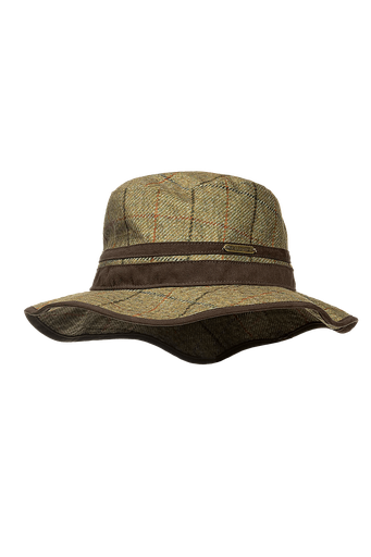 Caitlin - Printed tweed hoed  Khaki ruit (Z65)