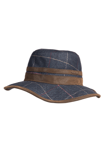 Caitlin - Printed tweed hoed  Donkerblauwe ruit (Z75)