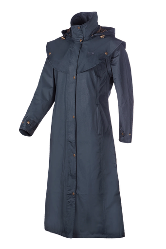 Oxford - Manteau de pluie long pour femmes Bleu marine (B75)